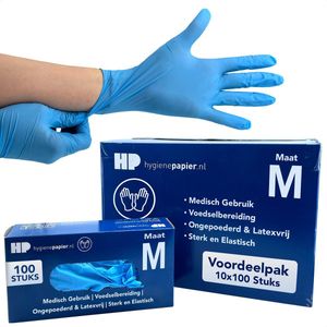 Bové 1000 st. Soft Nitril Handschoenen - Maat M - Latexvrij & Ongepoederd - Geschikt voor Medisch Gebruik en Voedselbereiding - Slijtvast & Elastisch - Blauw