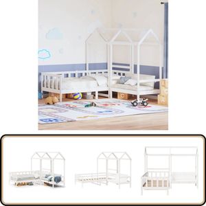 vidaXL Kinderbed met huisje en bankje massief grenenhout wit 90x200 cm