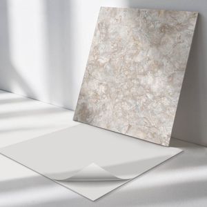 Wallfluent Vinyl Wandpaneel - Natuursteenpatroon Zelfklevend Wandpaneel - 50 cm x 50 cm - Beige PVC wandpaneel - Set van 4 - Vierkant Wandbekleding Vinyl - Texturen Wandpaneel - PVC Muurpaneel - Wandpaneel Keuken en Badkamer