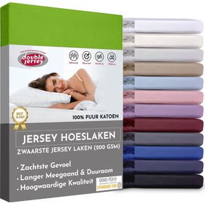 Double Jersey Hoeslaken - Hoeslaken 100x200+30 cm - 100% Katoen Limegroen