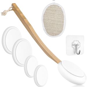 7 x Shower Back Brush Set with 4 Interchangeable Pads and Long HandleLotions