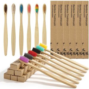 TRANKIELO® - Eco-vriendelijke Bamboe Tandenborstel Set – 12 Stuks – Biologisch Afbreekbaar – BPA-vrij - Diverse Kleuren