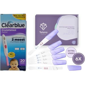 Clearblue Ovulatietest Digitaal 20 testen - Zwangerschapstest 2 stuks Midstream Hartjesvenster Telano