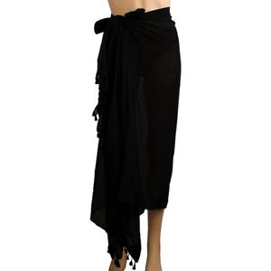 E-Ambar - Zwarte Zomer Sarong voor Vrouwen - Stijlvolle Wrap met Kwastje - Badpak Cover up Rok - Strandaccessoire