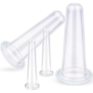 Inovra - Siliconen massagebekerset voor gezicht en oog, cupping-therapiesets, vacuümmassagekop - 4 kopjes (2 groot + 2 klein) met zoekwoorden: beautyroutine, ontspanning, huidverzorging.