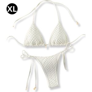 Nivard Bikini Dames - Meisjes Bikini - Badpak - Push Up - Vrouwen Badkleding - Zwemmen - Sexy Set - Top & Broekje - Wit - Maat XL