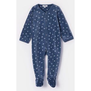 Woody kruippakje baby unisex velours - blauwgrijs - sterretjes all-overprint - 252-10-BPG-V/957 - maat 62