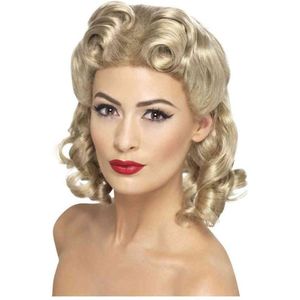 Smiffys - 40s Sweetheart Blonde Pruik - Wit