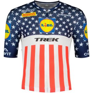 Santini Lidl Trek Quinn Simmons Usa National Champion Korte Mouw Wielertrui Veelkleurig S Man