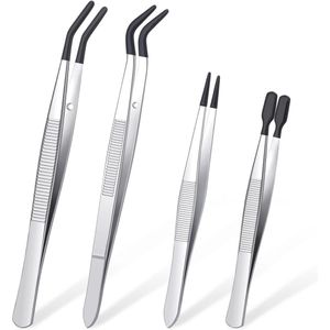 4-delige pincet set met rubberen punten voor sieraden en hobbyprojecten
