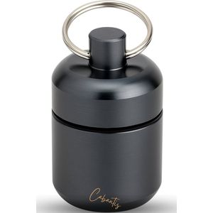 Cabantis® Bulky Mini Pillendoos Sleutelhanger – Aluminium Medicijnhouder – Reispillendoosje – Makkelijk Schoon te Maken – Draagbaar & Lucht- en Waterdicht – Donkergrijs