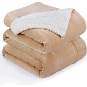 VOXO - Luxe Sherpa Fleece Deken - Camel - 200 x 240 cm