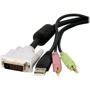 StarTech.com 1,80m 4-in-1 USB Dual-Link DVI-D KVM-switch Kabel met Audio en Microfoon