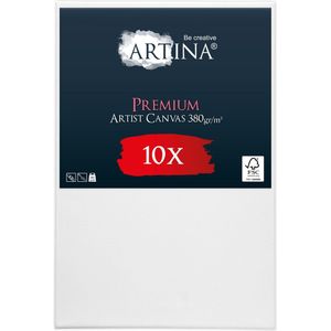 Artina Set van 10 Schildersdoeken 40x60 cm - FSC® Schildersdoek 10 Stuks - Premium Canvas Dubbel Geprimed Spieraam Wit