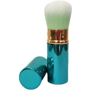 Intrekbare make-upkwast - Intrekbare kwast voor highlighter, blush, bronzer en geperste poeder - Saffierblauw