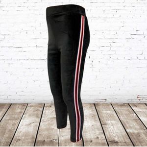 Velours legging met streep zwart 4 -Papillon-98/104-Legging