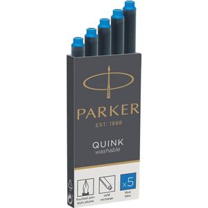 Parker lange vulpen inktpatronen | uitwasbaar blauwe inkt | 5 vulpenpatronen