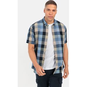 camel active Geruite overhemd gemaakt van linnen mix - Maat menswear-6XL - Beige