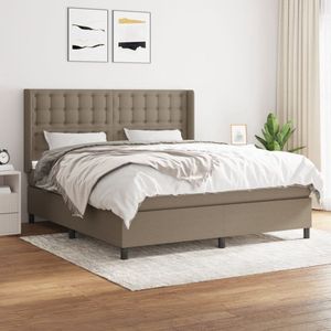 The Living Store Boxspringbed - Comfort Sleep - Bed - 203 x 183 x 118/128 cm - Taupe - Stof - Pocketvering
