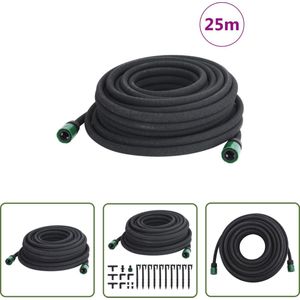 The Living Store Druppelslang 0,6'' 25 m rubber zwart - Flexibles Waterslang - Tuinwaterslang - Sproeierslang - Irrigatieslang - Druppelslang
