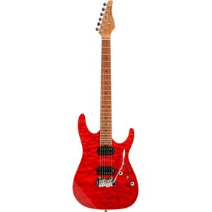 Fazley Sunrise Series Seawave Transparent Red elektrische gitaar met deluxe gigbag