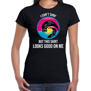 I can not surf but this shirt looks good on me fun tekst t-shirt / shirt - zwart - voor dames - fun tekst / grappige shirts / surf outfit M