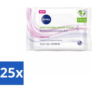 NIVEA - Reinigingsdoekjes - Verzachtend - Droge Huid - Verwijdert Waterbestendige Make-up - 25 Doekjes - Bulkverpakking - 25 stuks