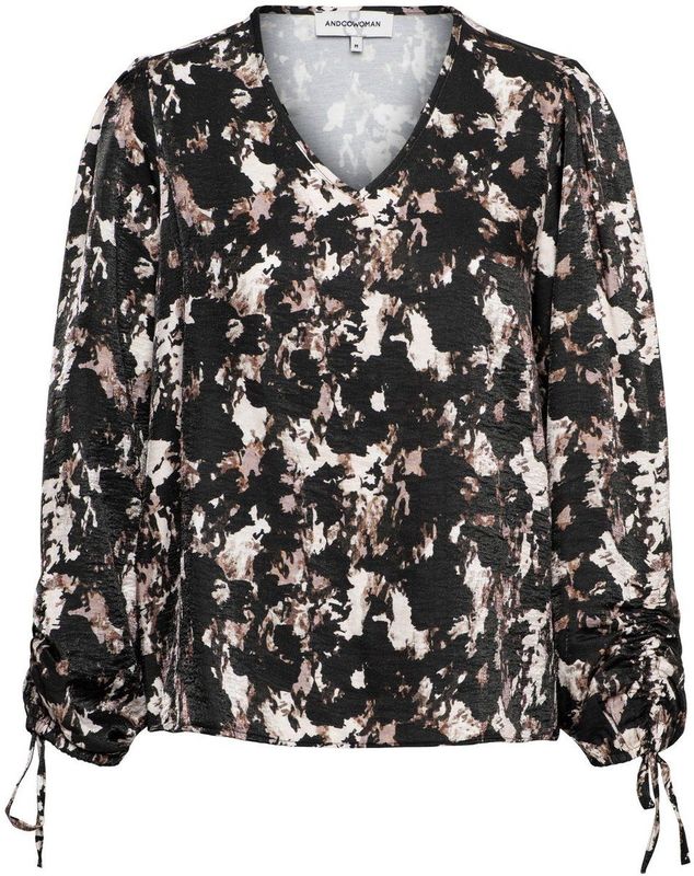 &Co Woman Blouse bruin (Maat: XS) - Halslijn: V-hals,