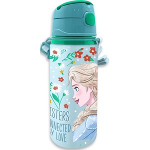 Disney Frozen drinkfles/drinkbeker/bidon met drinktuitje - blauw - aluminium - 600 ml