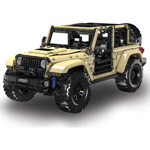 Kibus Technisch Speelgoed - Beige Jeep Auto SUV - Gemotoriseerd - Bestuurbaar - Constructie/Bouw pakket - 3621 Bouwstenen