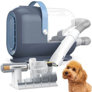 Kaaiman® 7-in-1 Hondentondeuse Kit met Stofzuiger - Honden trimset - Katten trimset - Dierentrimmer - Zuigen en Trimmen - Katten en Honden - 2,5L Opvangbak - Stofzuiger voor Dierenharen - Blauw