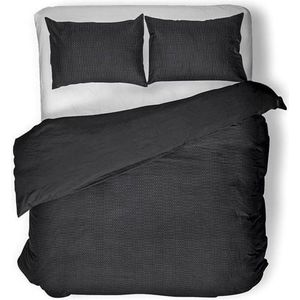 Yellow Layan - Dekbedovertrek - Iron Grey - Percale Katoen - Lits-jumeaux