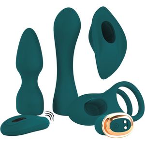 Couples Choice Mini Vibrator Set met 5 Opzetstukken - Draadloze Afstandsbediening en Zijdezachte Afwerking - USB OplaadbaarSet van 5