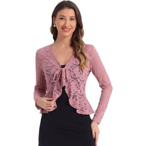 Damesvest met strik en ruches van bloemenkant – Trendy en stijlvol design - Vrouwelijk en elegant