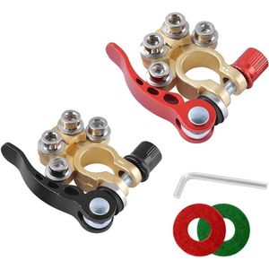 Set van 2 stuks 12 V accuklemmen met 4-weg snelsluiting voor veilige bevestiging, gemaakt van messing met corrosiebeschermingspad voor langdurig gebruik