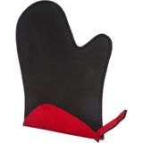 Neopreen ovenwant/ovenhandschoen zwart/rood 17,5 x 27,5 cm - Pannenlap - Keukenhandschoen