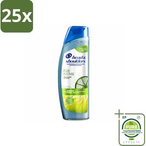 25 x Head & Shoulders - Anti-Roos Shampoo - Pure Intense - Oil Control - 250 ml - Grootverpakking - Anti-Roos Shampoo - Vette Hoofdhuid - Rozenolie - Haarverzorging - Schoon Haar