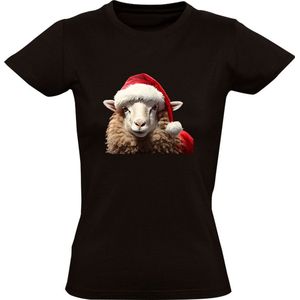Schaap met een kerstmuts Dames T-shirt - kerst - dieren - christmas - kerstmis - feestdagen - grappig
