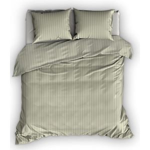 Satin d'Or Satijnstreep - Dekbedovertrek - Tweepersoons - 200x200/220 cm + 2 kussenslopen 60x70 cm - Khaki