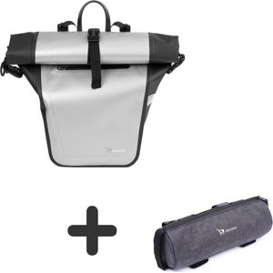 Ekostar online shopping - 2in1 Fietstas - Zilver - Waterdicht + Stuurtas - Waterafstotend - Grijs