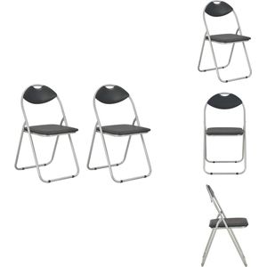 vidaXL Stoel - Stoelen - Klapstoel - Klapstoelen - Eetkamerstoelen inklapbaar 2 st kunstleer zwart