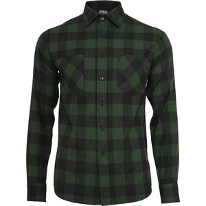 Urban Classics - Checked Flannel - Flanellen Overhemd - Zwart/Donkergroen - Geruit Patroon