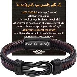 Gepersonaliseerde heren leren armband - Armband voor mannen - Gegraveerd - Liefdesmassage .