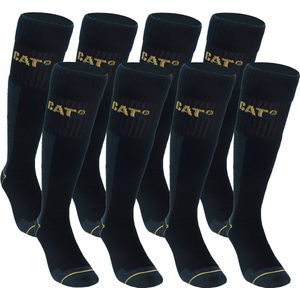 Caterpillar 8 Paar Lange Werksokken Heren - Kniehoogte - Versterkt op Hiel en Teen - Katoen Zwart, 47-50