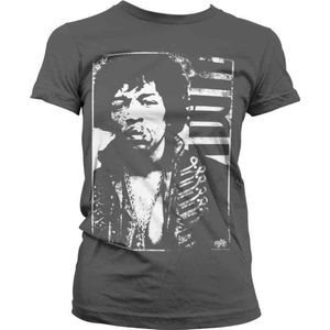Jimi Hendrix Dames Tshirt -L- Distressed Grijs