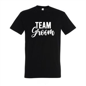 Vrijgezellenfeest Man - Team Groom - T-shirt Black - Maat S - Groom To Be - Team Groom Shirt