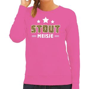 Bellatio Decorations Verkleed sweater voor dames - Stout meisje - roze - carnaval/themafeest S