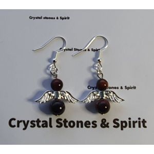 Oorbellen ""Tijgeroog Rood"" engel