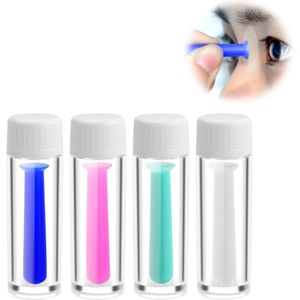Lens zuignapje - 4 stuks Contactlenzen zuiger - Contactlenshouder - Siliconen lens zuighouder - Zuignap voor harde lenzen - voor reizen thuis vergadering outdoor oefening gebruik (veelkleurig)