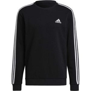 Adidas Essentials 3-Stripes Fleece Sweater Zwart Heren - Maat XS